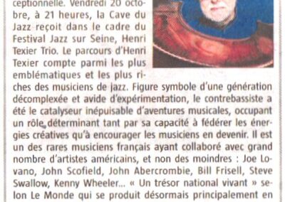 Concert Henri TEXIER à la cave du jazz le 20 octobre 2024